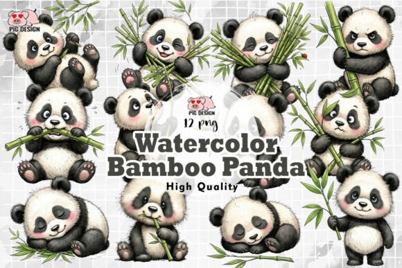 Download Watercolor Bamboo Panda PNG - Bamboo Collection