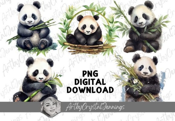 Download Watercolor Panda Bear with Bamboo PNG - Bamboo Collection