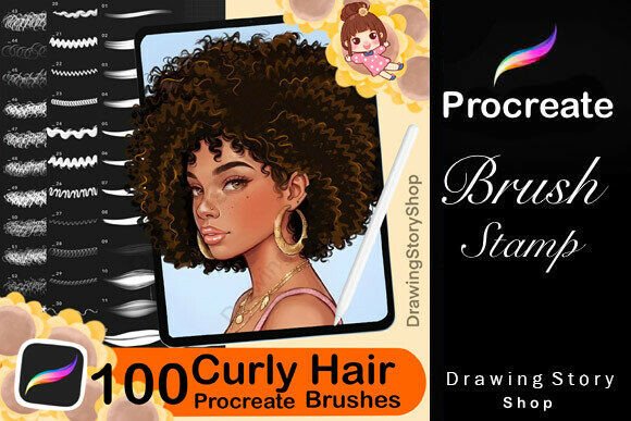 Download 100 Procreate Hair Curly Brushes - Hair Collection