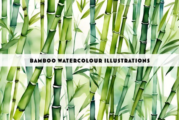 Download Green Bamboo Watercolour Duo - Bamboo Collection