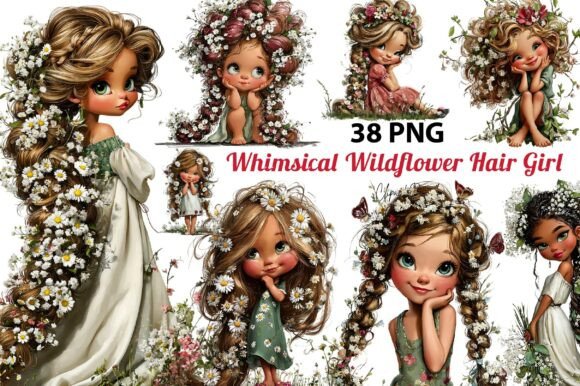 Download Whimsical Wildflower Hair Girl Clipart - Hair Collection