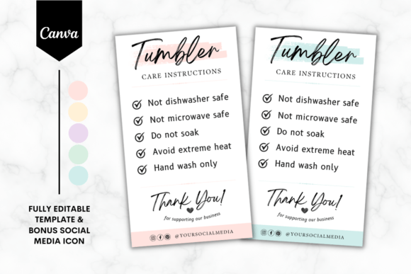 Download Tumbler Care Card Template 5 Colors - Colors Collection